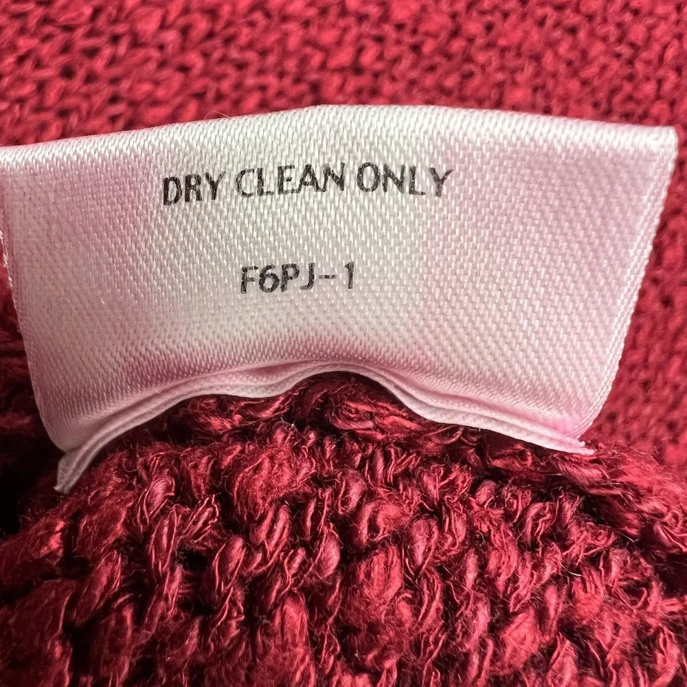 Eileen Fisher Sweater Women 2X Burgundy V Neck Knit Tunic Pullover Linen Viscose